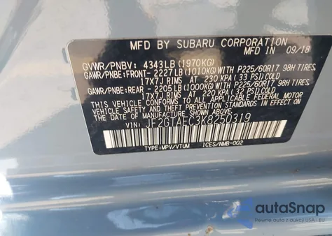 2019 Subaru Crosstrek 2.0I Premium из США, поврежденный, VIN JF2GTAEC3K8250319